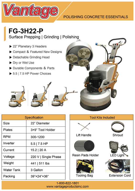 Granite Floor Polisher S9 22" 9 Heads Planetary Grinder